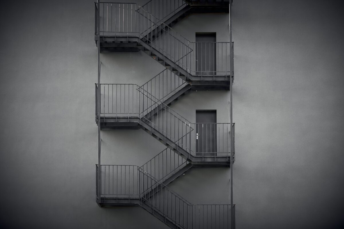 external fire escapes in a modern building
